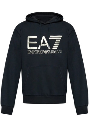 Ea7 Emporio Armani logo-print cotton hoodie - Blue