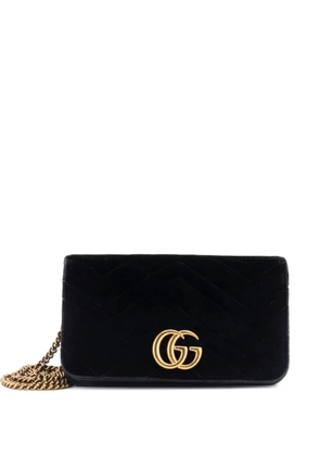 Gucci Pre-Owned GG Marmont Chain Flap Bag Matelasse Velvet Mini crossbody bag - Black
