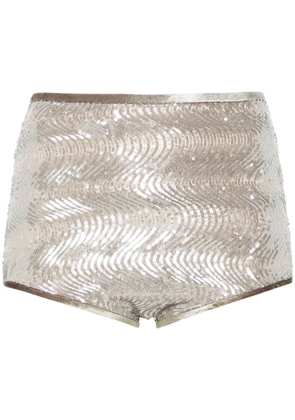 Forte Forte sequinned high-waist shorts - Silver