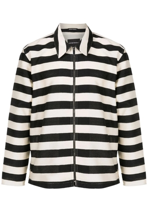 Emporio Armani striped zip-up shirt jacket - Black