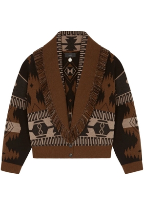 Alanui patterned-jacquard cardigan - Brown
