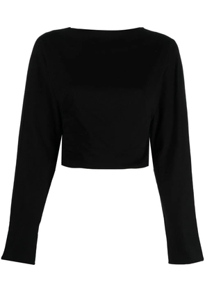 RTA V-neck long-sleeve cropped top - Black