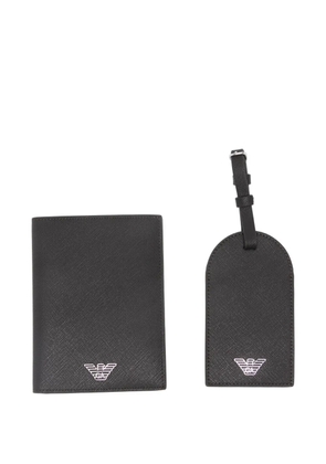 Emporio Armani logo-plaque passport holder (set of two) - Black