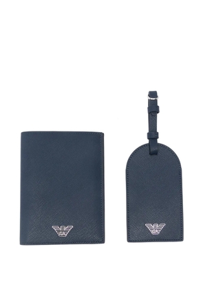 Emporio Armani logo-plaque passport holder (set of two) - Blue