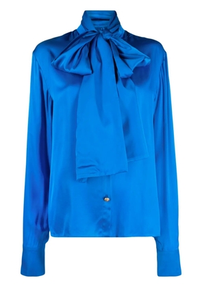Balmain pussy-bow satin blouse - Blue