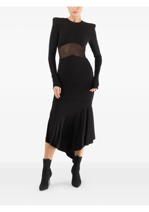 Alexandre Vauthier sheer panel ruffled midi dress - Black