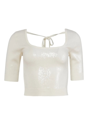 Fleur Du Mal sequin scoop-neck knit top - Neutrals