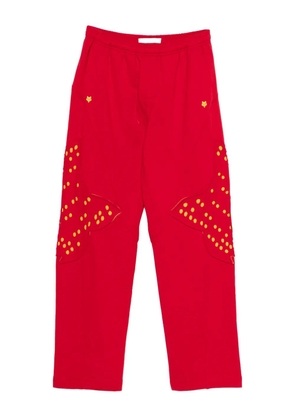 Kiko Kostadinov x Fox Lab perforated fleece jogger - Red
