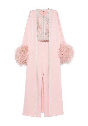 Reem Al Dhaheri embroidered feathered jumpsuit - Pink