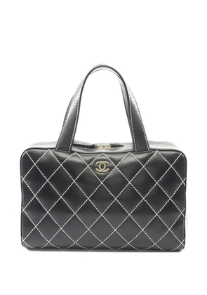 CHANEL Pre-Owned 2002-2003 contrast-stitch leather handbag - Black