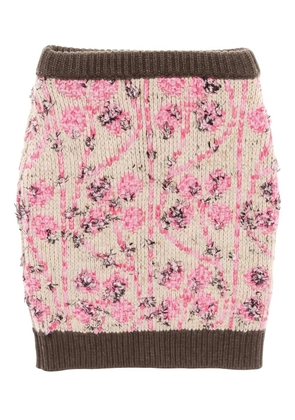 CHANEL Pre-Owned 1986-1988 floral-pattern knit skirt - Neutrals