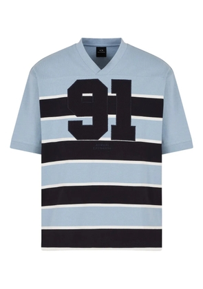 Armani Exchange striped V-neck T-shirt - Blue