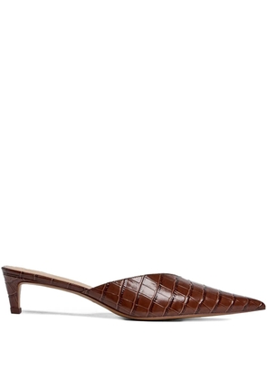 12 STOREEZ 40mm crocodile-embossed pointed-toe mules - Brown