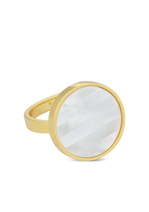 Design letters inlay-detail ring - Gold