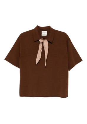 Forte Forte tie-detail polo top - Brown