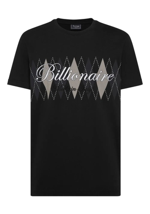 Billionaire logo argyle-pattern T-shirt - Black