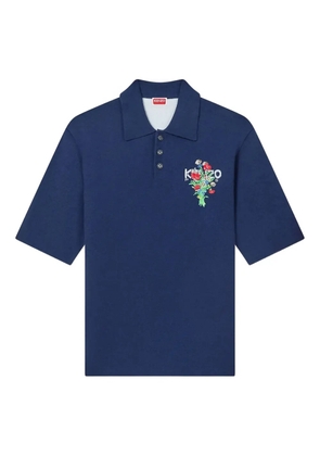 Kenzo bouquet embroidered knit polo shirt - Blue
