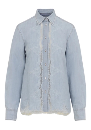 Ermanno Scervino lace-detail buttoned shirt - Blue