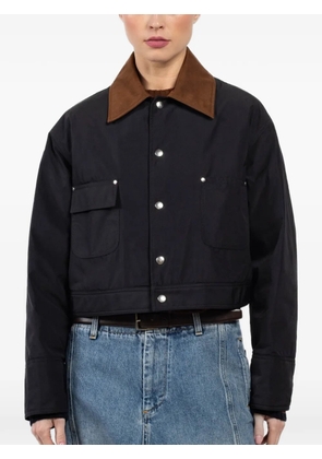 Plan C contrast-collar pocket jacket - Black