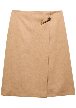 Prada A-line wool midi skirt - Neutrals