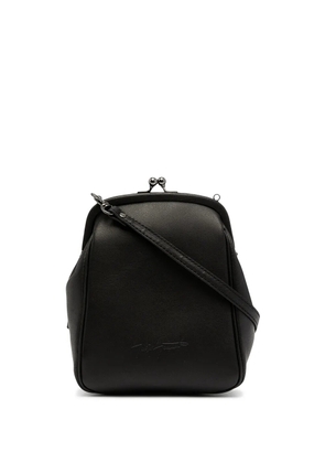 Discord Yohji Yamamoto logo-embossed leather shoulder bag - Black