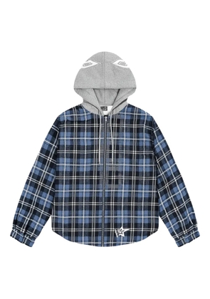 SP5DER hooded zip flannel hoodie - Blue