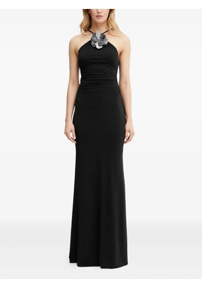 GUESS USA halter-neck flower-embellished maxi dress - Black