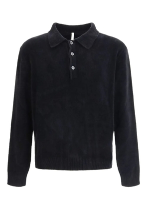 Sunflower chenille button polo shirt - Black