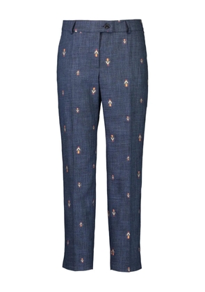 MAISON COMMON tulip-embroidered trousers - Blue