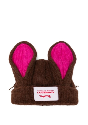 Charles Jeffrey Loverboy Artisanal rabbit beanie - Brown