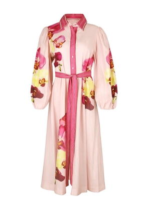 Aston Studio Lucille floral belted midi dress - Pink