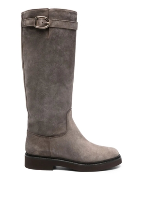 Doucal's buckle-detailed suede boots - Brown