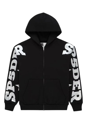 SP5DER zip-up long-sleeve hoodie - Black