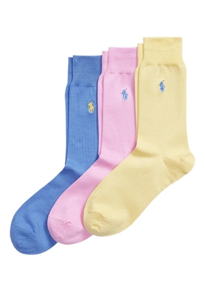 Polo Ralph Lauren embroidered ribbed socks (pack of three) - Blue