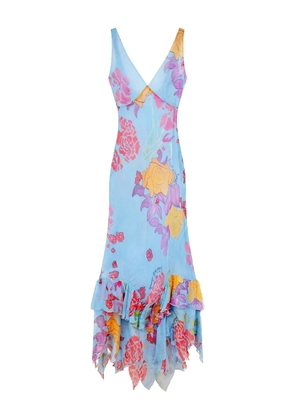 Donde Esteban Flores chiffon maxi dress - Blue