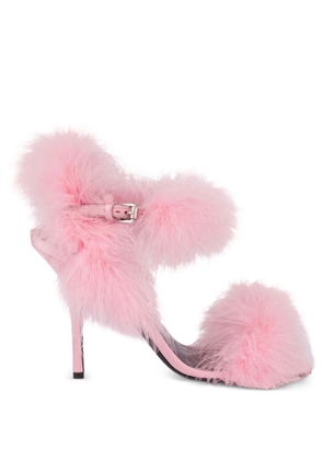 Moschino feather-embellished sandals - Pink