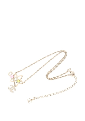 CHANEL Pre-Owned 2025 Gold Plated CC Rhinestone Coco Star Pendant Necklace costume necklace