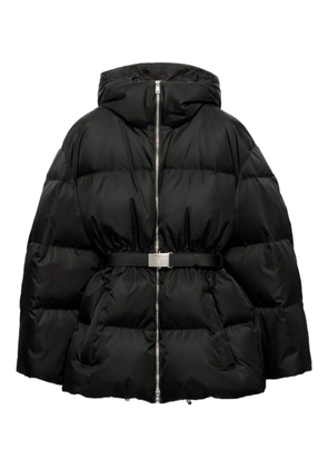 Prada hooded belted puffer jacket - Black