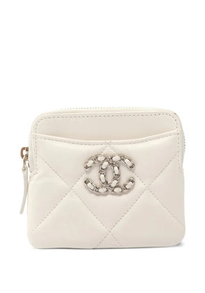 CHANEL Pre-Owned 2020s chain logo coin purse - Neutrals