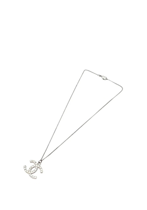 CHANEL Pre-Owned 2012 Silver Plated Rhinestone CC Pendant Necklace costume necklace