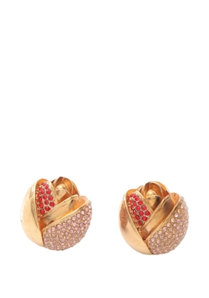 Christian Dior Pre-Owned 2010-2025 Gold Plated Rhinestone Rose Push Back Earrings costume earrings