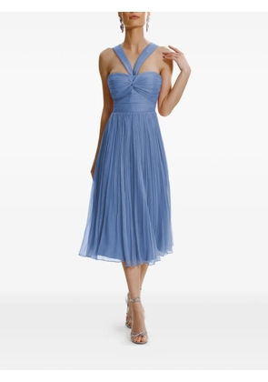 FRAMBOISE pleated crossover midi dress - Blue