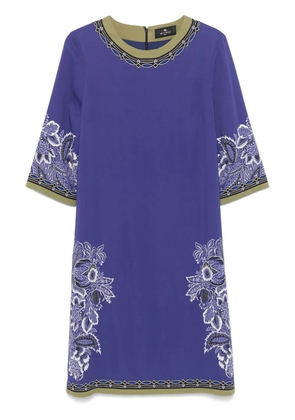 Etro Pre-Owned floral-print shift midi dress - Blue