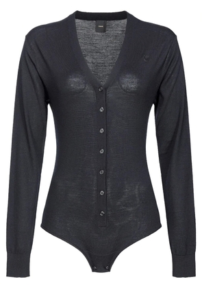 PINKO Collarino V-neck wool bodysuit - Black