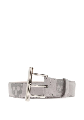 Alexander McQueen skull-print leather belt - Grey
