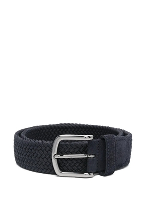 BOSS leather-trim woven belt - Blue