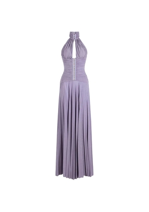 Elisabetta Franchi halterneck pleated maxi dress - Purple