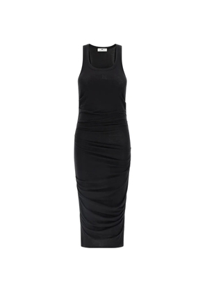 Elisabetta Franchi logo-embroidery draped midi dress - Black