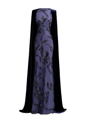 Gemy Maalouf beaded cape dress - Purple