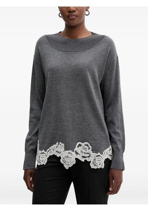 Blugirl lace-trim crew-neck sweater - Grey